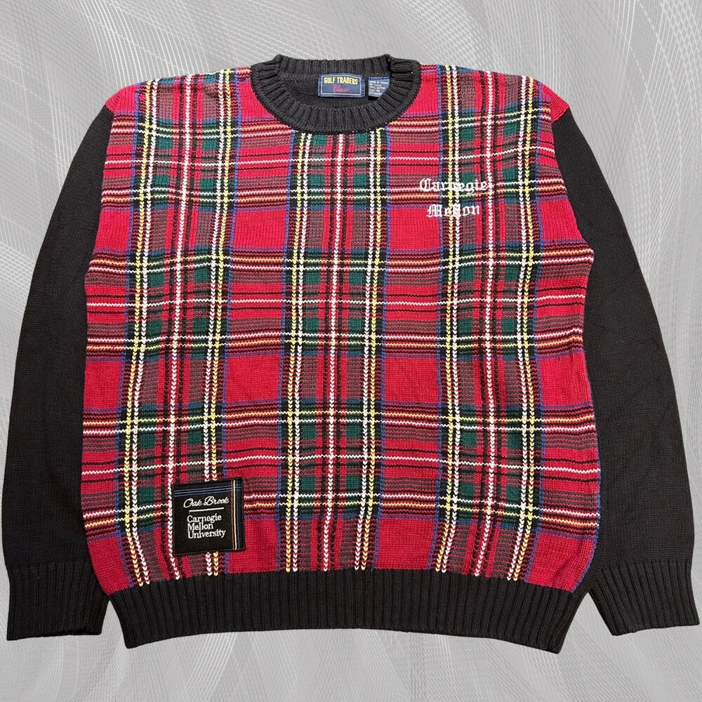 Oak Brook x Carnegie Mellon University Upcycled Tartan Plaid Sweater Size Medium